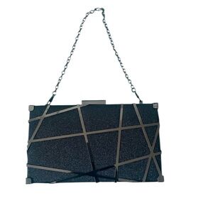 Chic Black Geometric Clutch with Chain